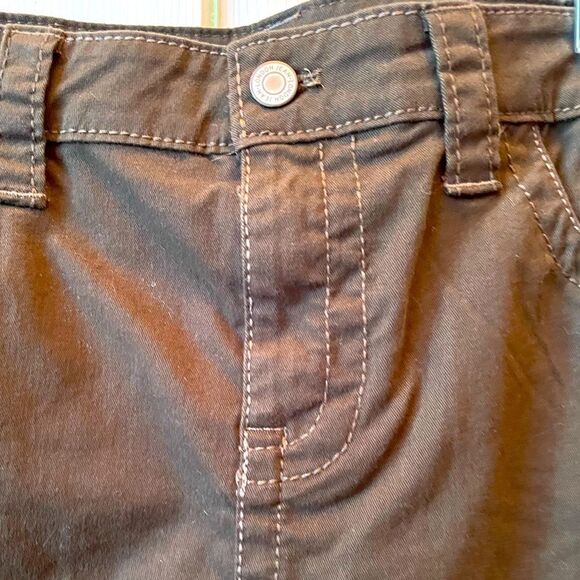 BROWN DENIM SKIRT BY LONDON JEAN FRINT ZIPPER SIZE 14 NWOT - Picture 1 of 7
